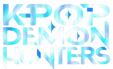Kpop demon hunters merch, vibrant logo featuring the text "KPOP DEMON HUNTERS" with a glowing, mystical design perfect for fans and collectors of themed merchandise.