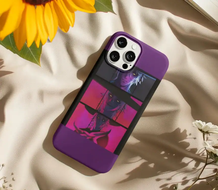 Kpop demon hunters merch phone case featuring character artwork from the popular anime-inspired series, perfect for fans of kpop and demon hunter aesthetics.