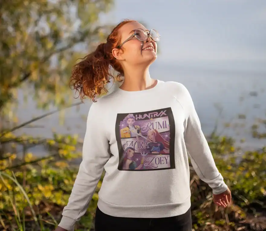 Kpop demon hunters merch featuring characters from popular Korean pop culture, designed as stylish and trendy apparel for fans. Perfect for showcasing enthusiasm for K-pop and demon hunter themes.