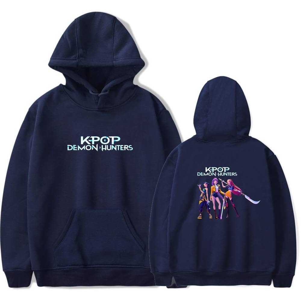 Kpop demon hunters hoodie sweatshirt with graphic design, perfect for fans of Kpop and demon hunter themes. Unisex casual streetwear for anime and Kpop culture enthusiasts.