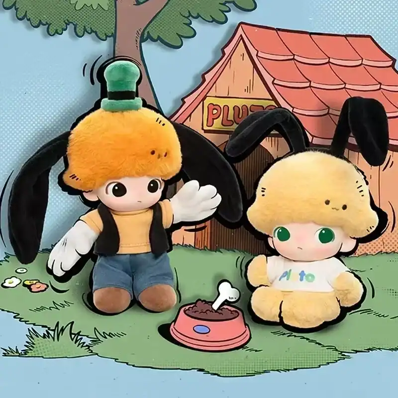 Cute plush dolls with black bunny ears and orange fluffy heads, themed around K-pop demon hunters, perfect for merch collection.